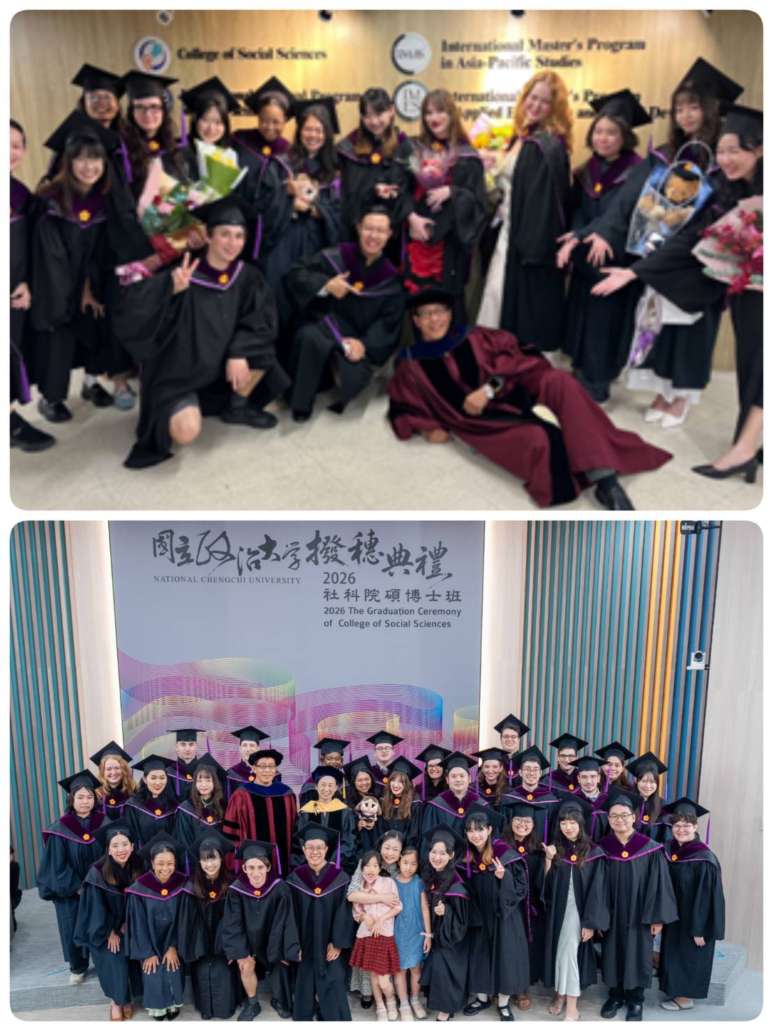 Formal and candid group photos from the graduation ceremony